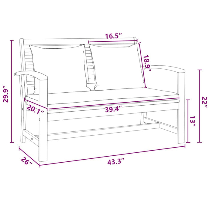 vidaXL Panchina da giardino Naturale 110 x 64 x 76.5 cm