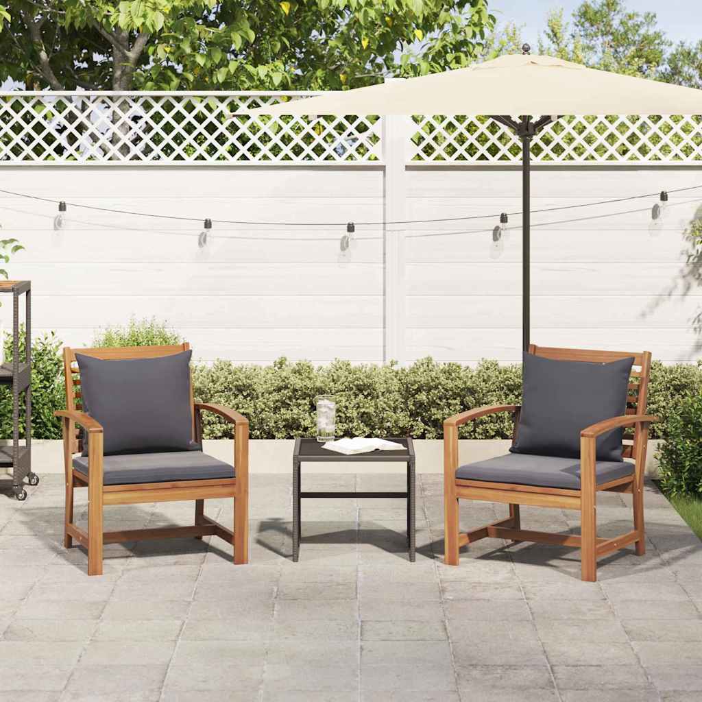 vidaXL Sedie da giardino 2 pcs Naturale 60 x 65 x 76.5 cm