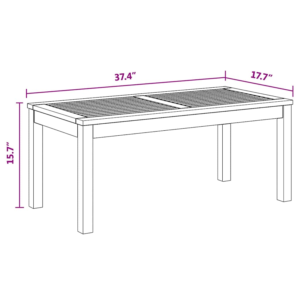 vidaXL Tavolo da Giardino Naturale 95 x 45 x 40 cm
