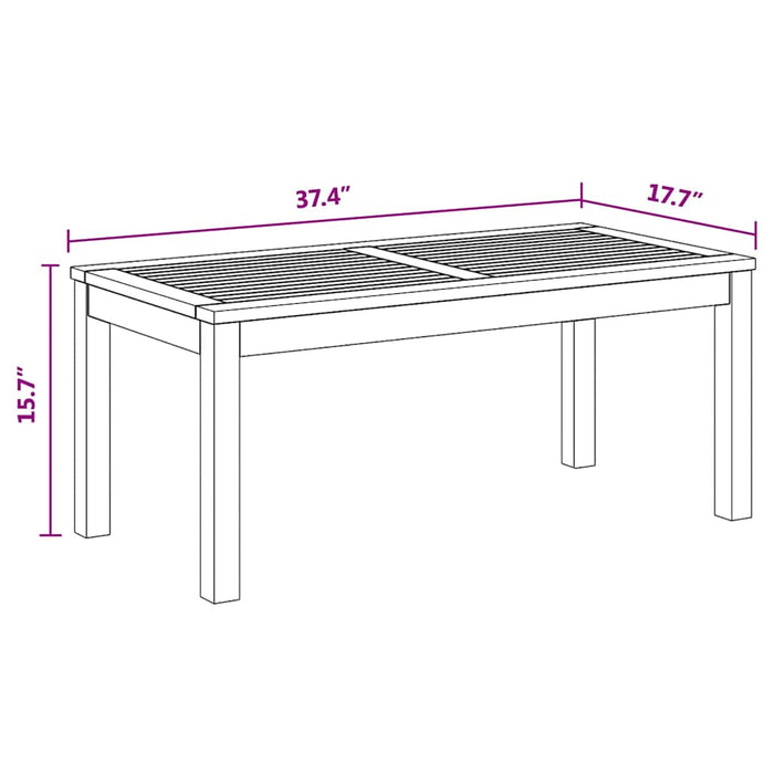 vidaXL Tavolo da Giardino Naturale 95 x 45 x 40 cm