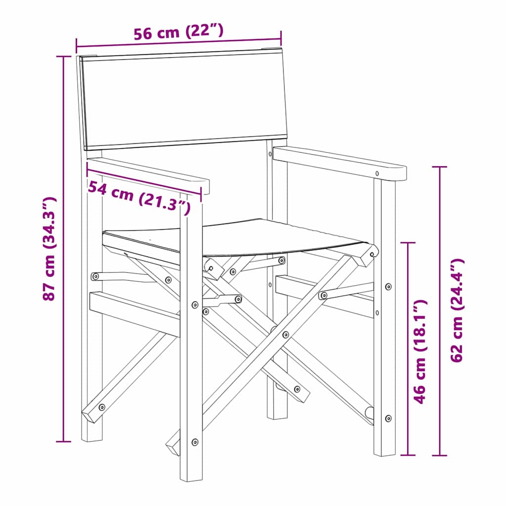 Sedia Direttore Pieghevole Grigio 56 x 54 x 87 cm 42008018