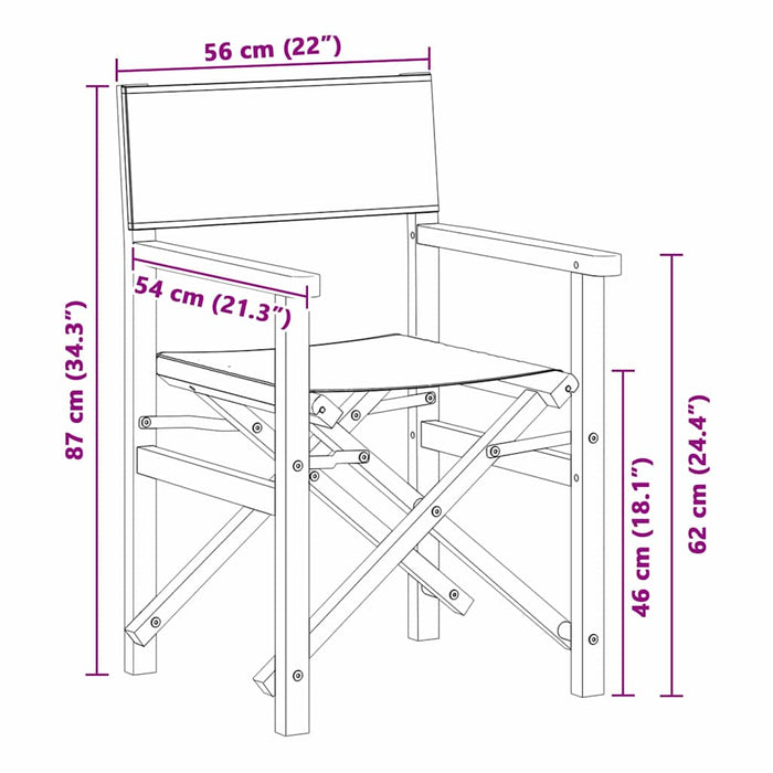 Sedia Direttore Pieghevole Grigio 56 x 54 x 87 cm 42008018
