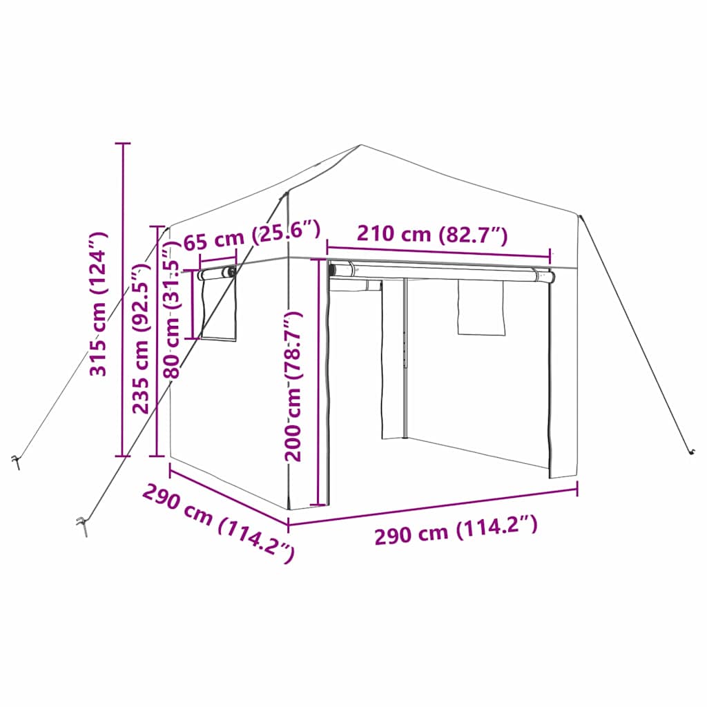 vidaXL Serra con tetto Verde 290 x 290 x 315 cm Acciaio