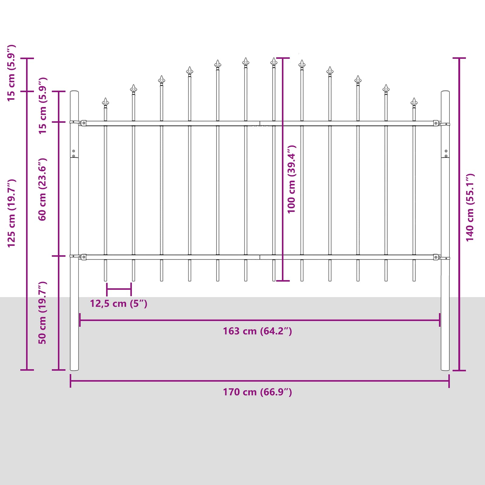 Recinzione per Giardino Bianco 170 x 140 cm 42003917