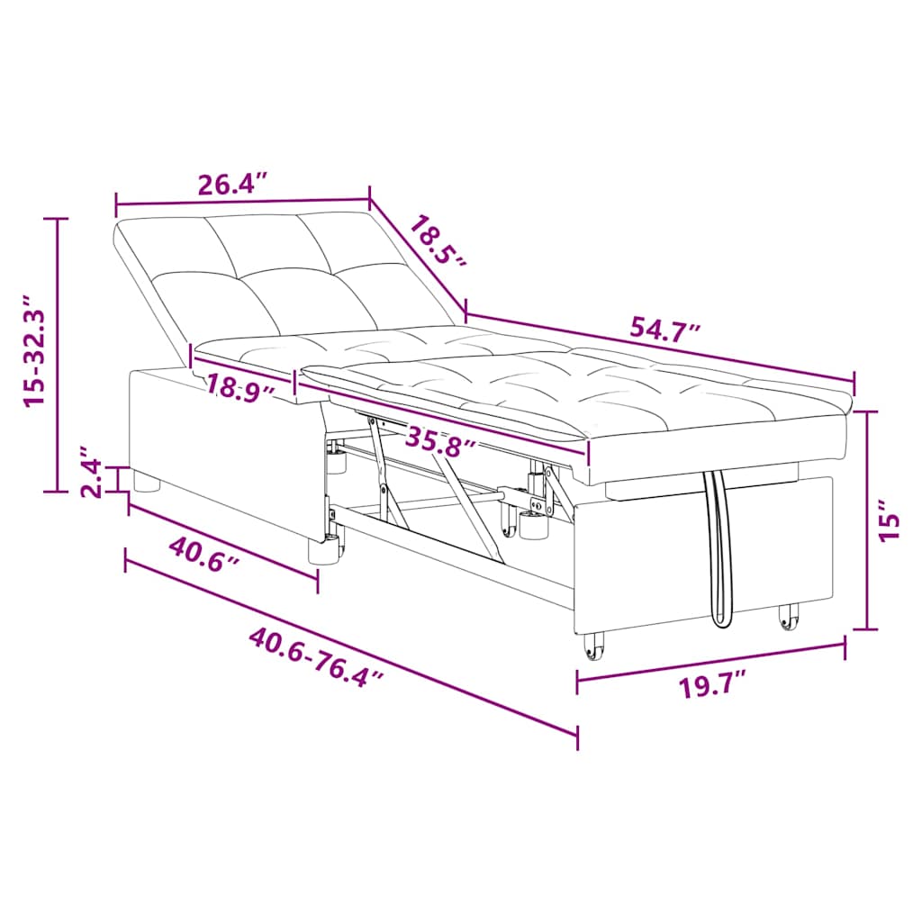 vidaXL Divano letto Grigio chiaro 194 x 67 x 37 cm Tessuto