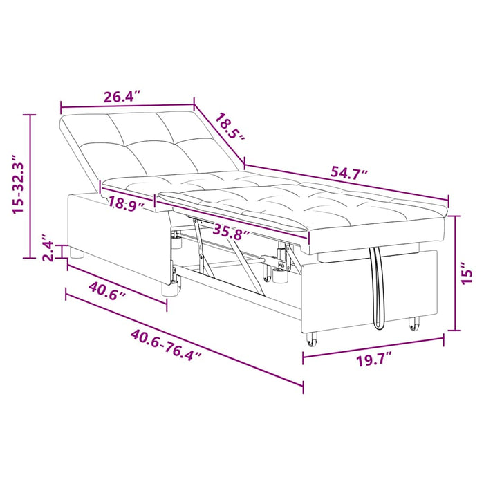 vidaXL Divano letto Grigio chiaro 194 x 67 x 37 cm Tessuto