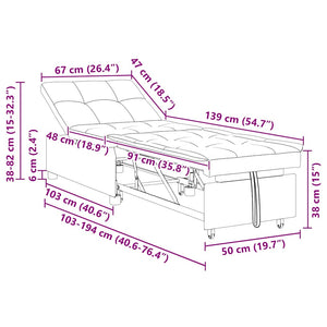 vidaXL Divano letto Nero 194 x 67 x 37 cm Tessuto
