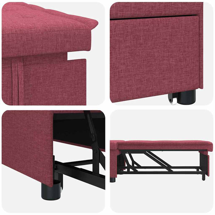 vidaXL Divano letto Rosso 194 x 67 x 37 cm Tessuto
