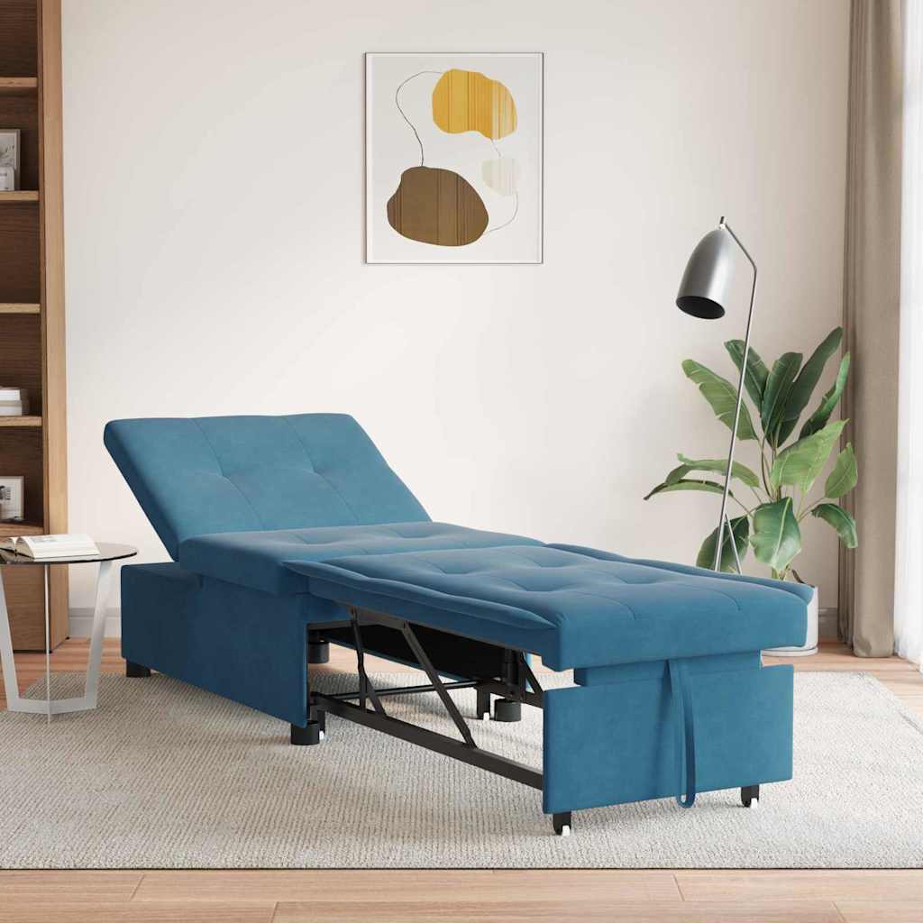 Divano Letto-Sofa Letto-Daybed Blu 194 x 67 x 82 cm Velluto