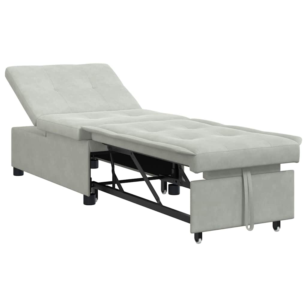 Divano Letto Design 3-in-1 Estraibile Velluto Grigio Chiaro 42008594