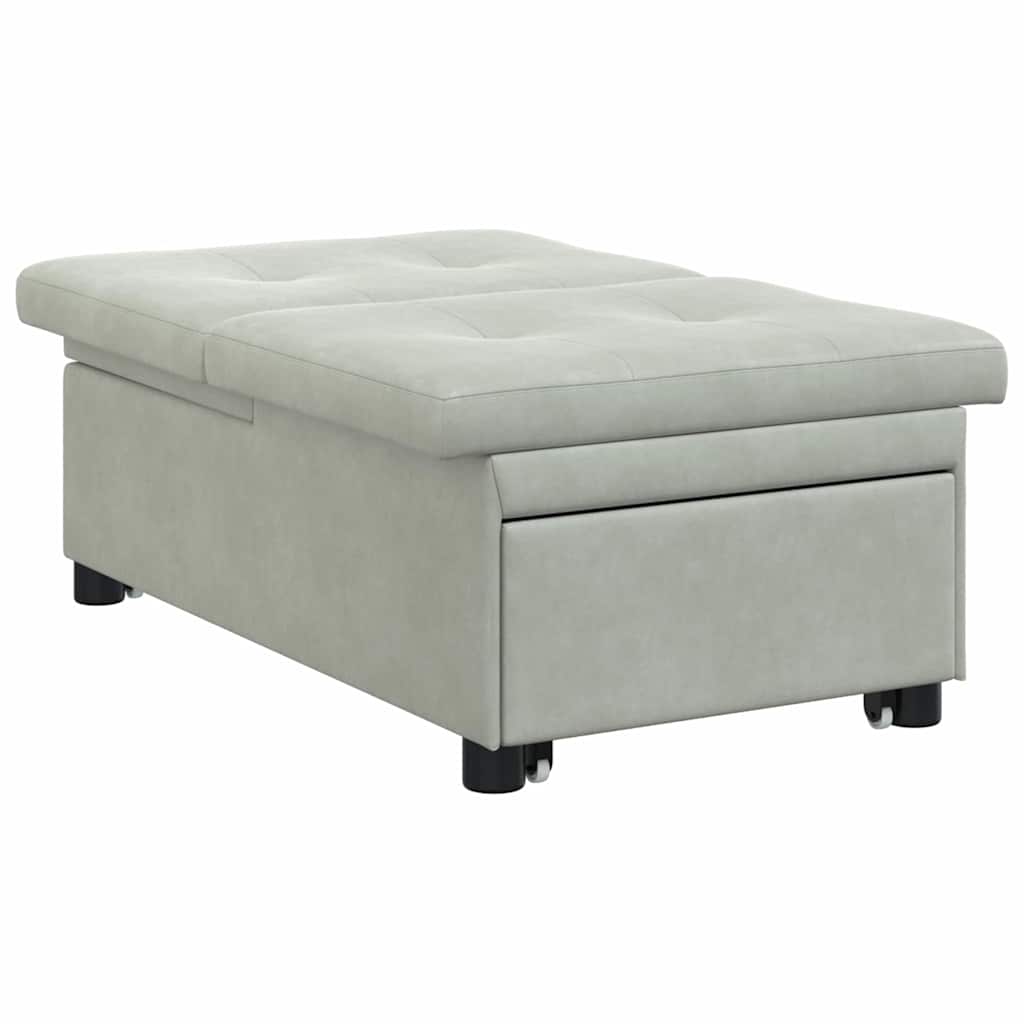 Divano Letto Design 3-in-1 Estraibile Velluto Grigio Chiaro 42008594