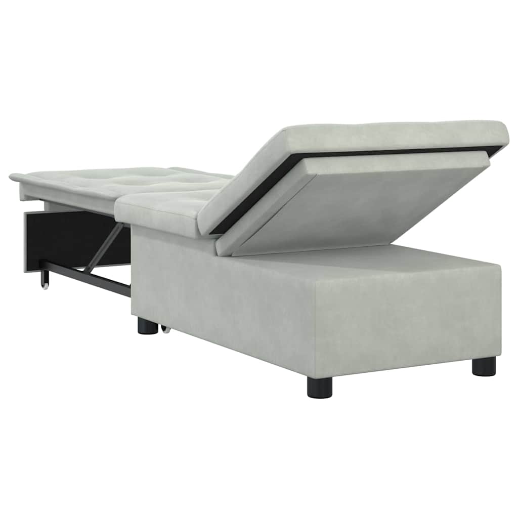 Divano Letto Design 3-in-1 Estraibile Velluto Grigio Chiaro 42008594