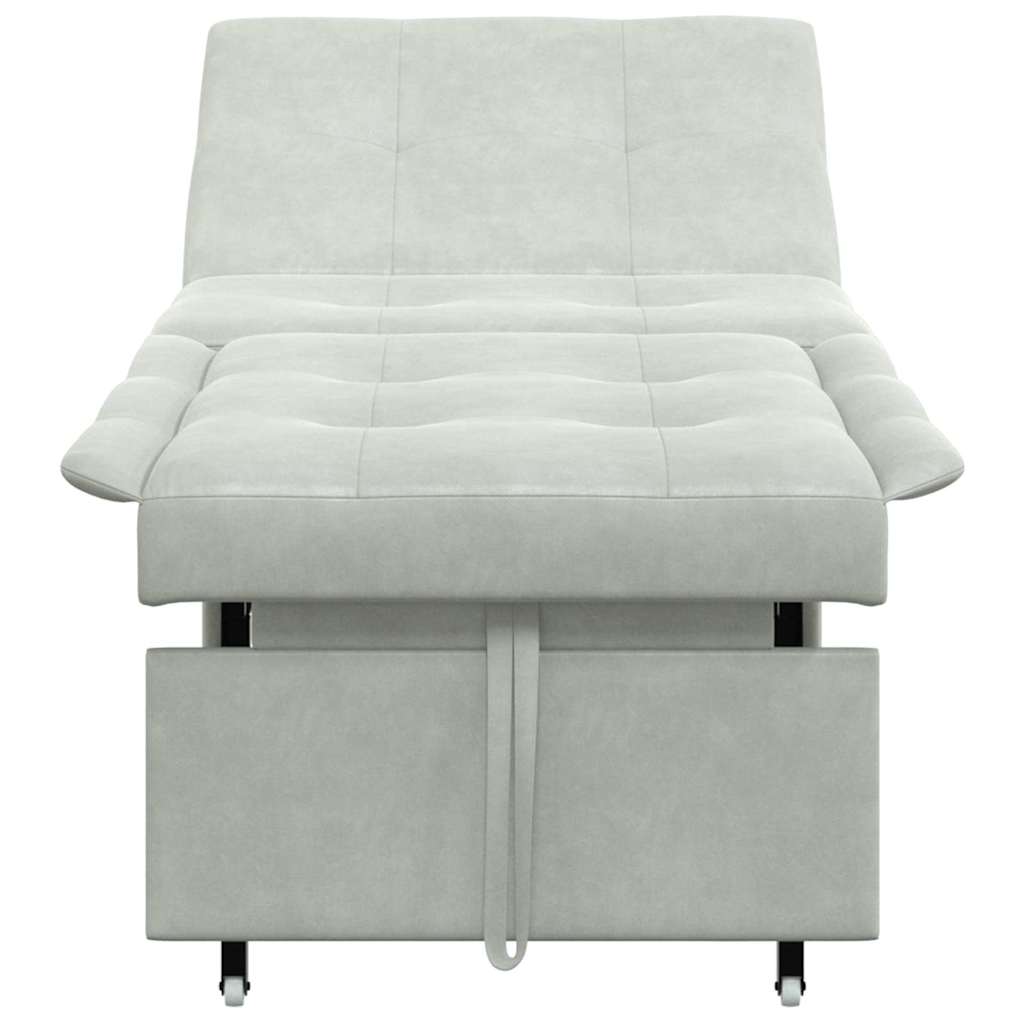 Divano Letto Design 3-in-1 Estraibile Velluto Grigio Chiaro 42008594