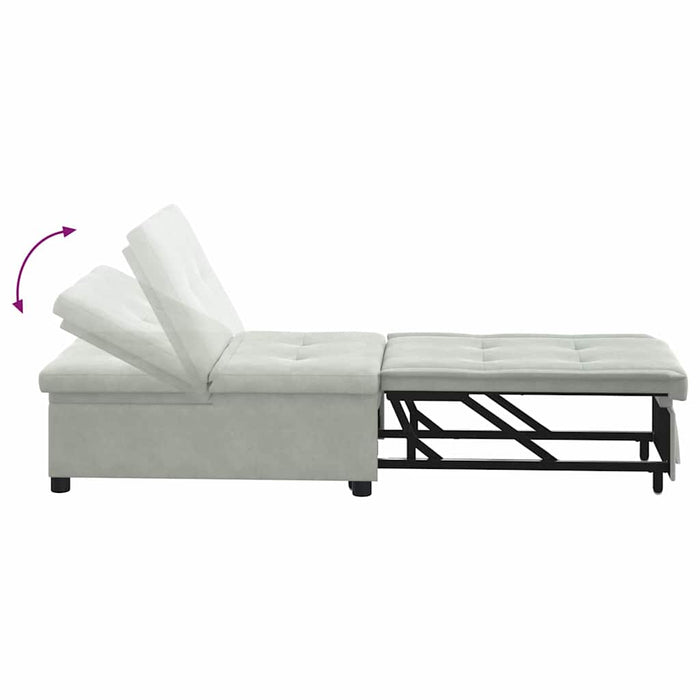 Divano Letto Design 3-in-1 Estraibile Velluto Grigio Chiaro 42008594