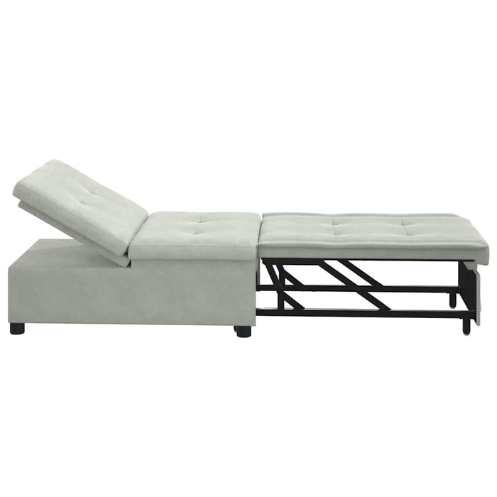 Divano Letto Design 3-in-1 Estraibile Velluto Grigio Chiaro 42008594