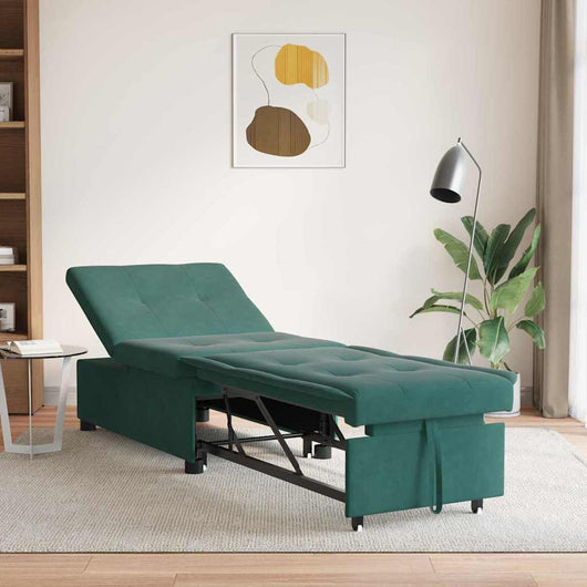 vidaXL Divano Letto Verde scuro 67 x 194 x 38 cm Velluto