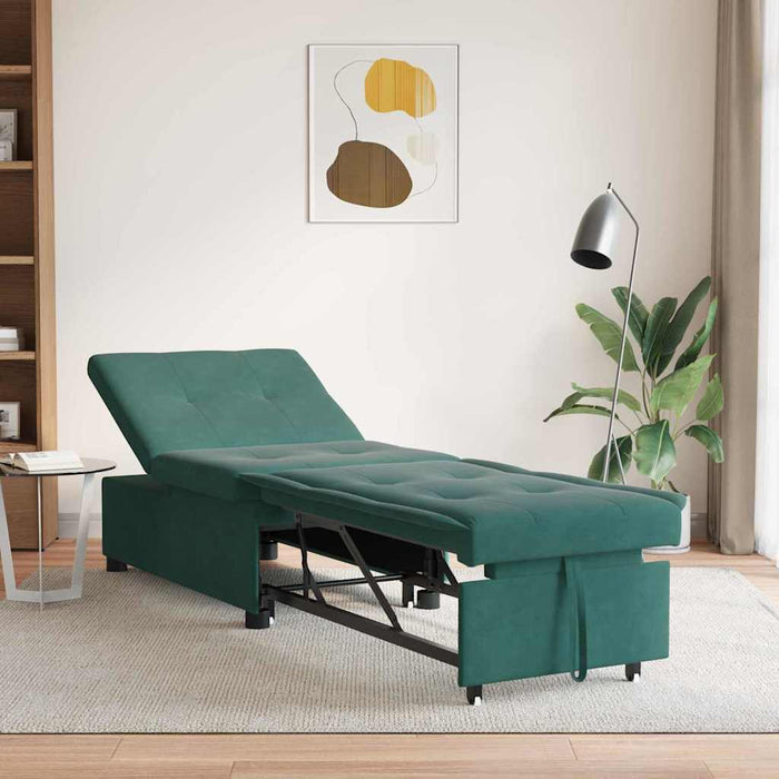 vidaXL Divano Letto Verde scuro 67 x 194 x 38 cm Velluto