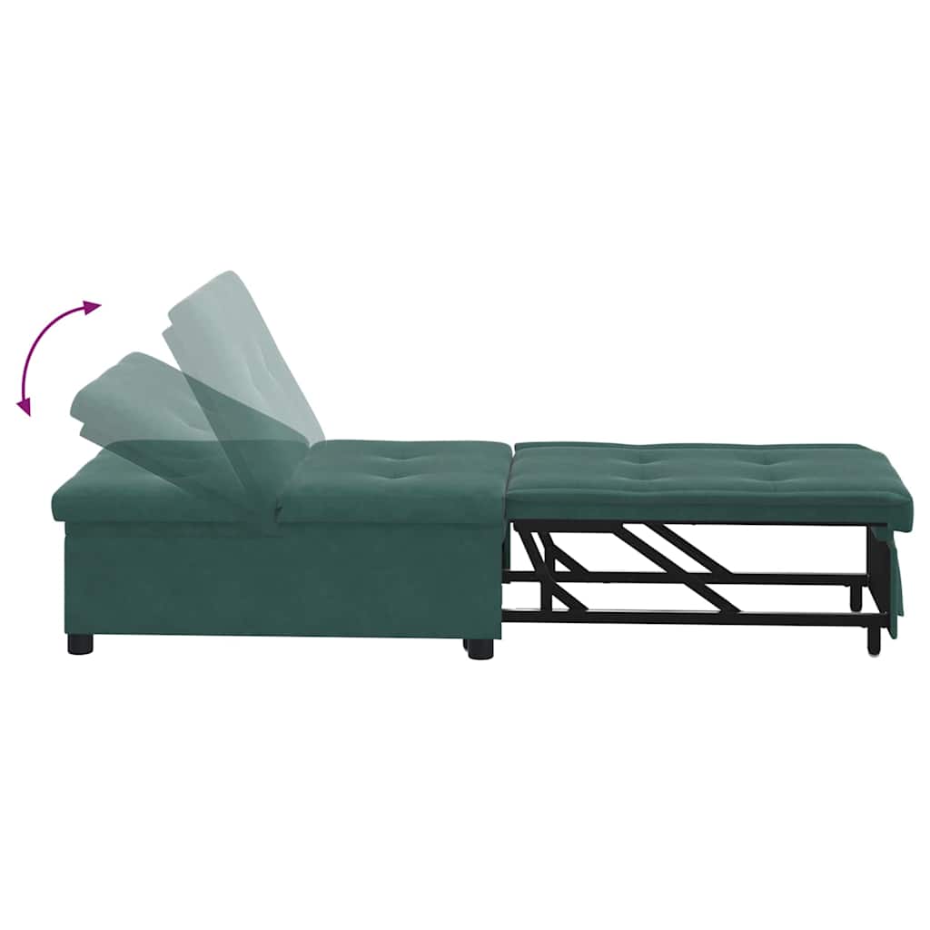 Divano letto design 3-in-1 estraibile in velluto verde scuro 42008596