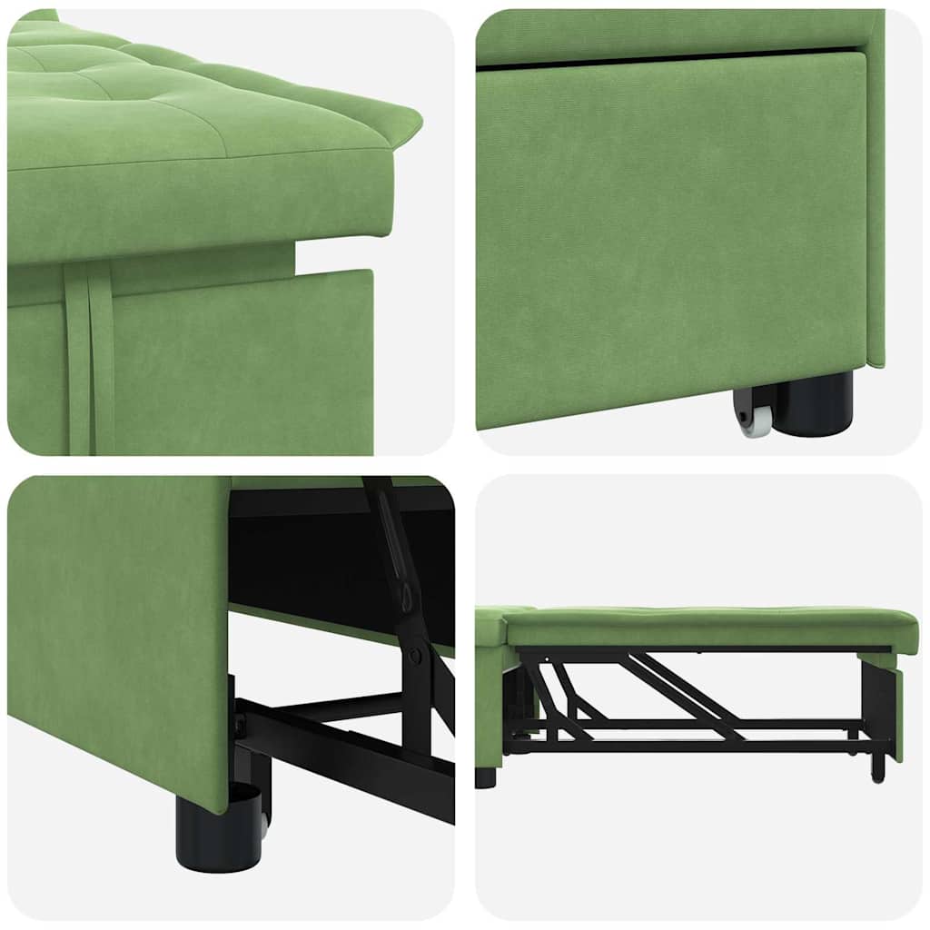 vidaXL Divano Letto Verde chiaro 67 x 194 x 38 cm Velluto