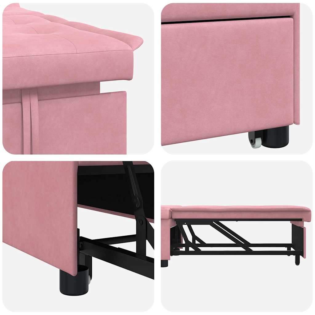vidaXL Divano Letto Rosa 67 x 194 x 38 cm Velluto