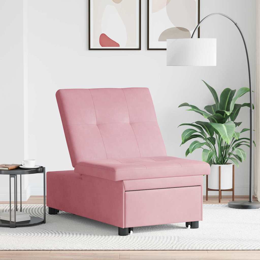 Divano Letto Rosa 67 x 194 x 38 cm Velluto 42008598