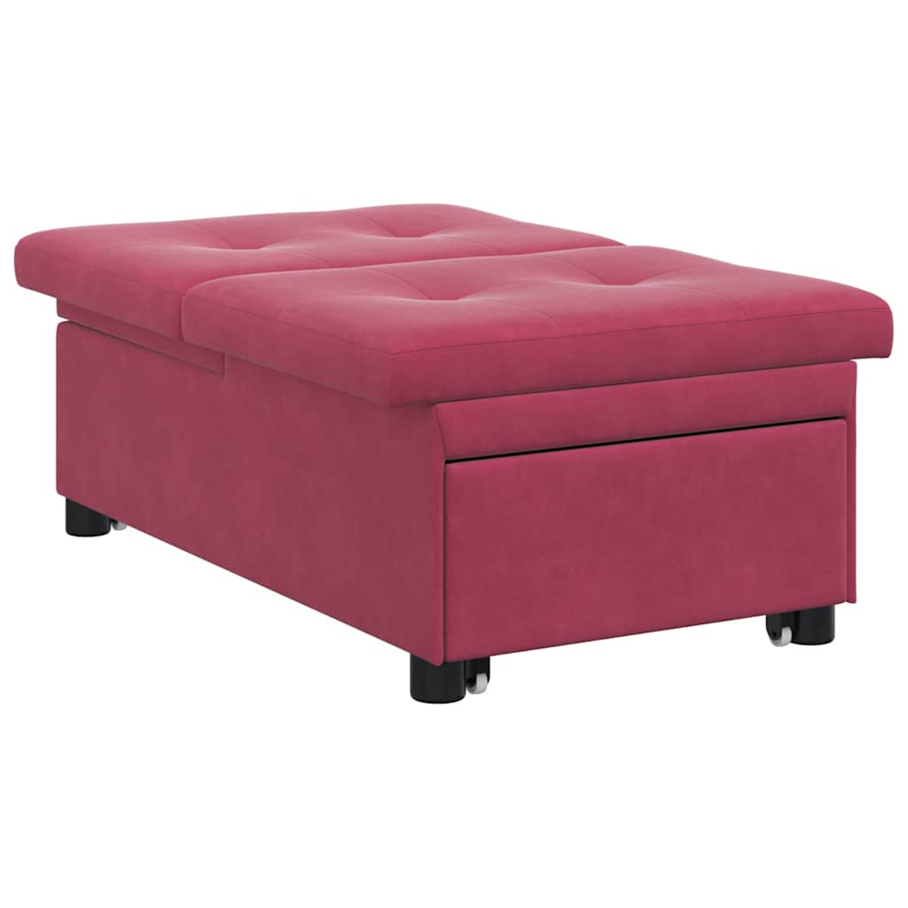 vidaXL Divano Letto Rosso vino 67 x 194 x 38 cm Velluto
