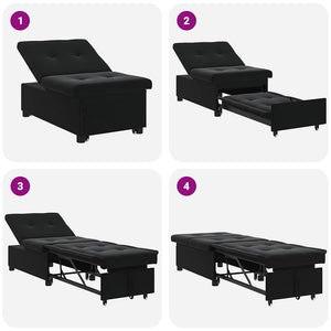 vidaXL Divano Letto Nero 67 x 194 x 38 cm Velluto