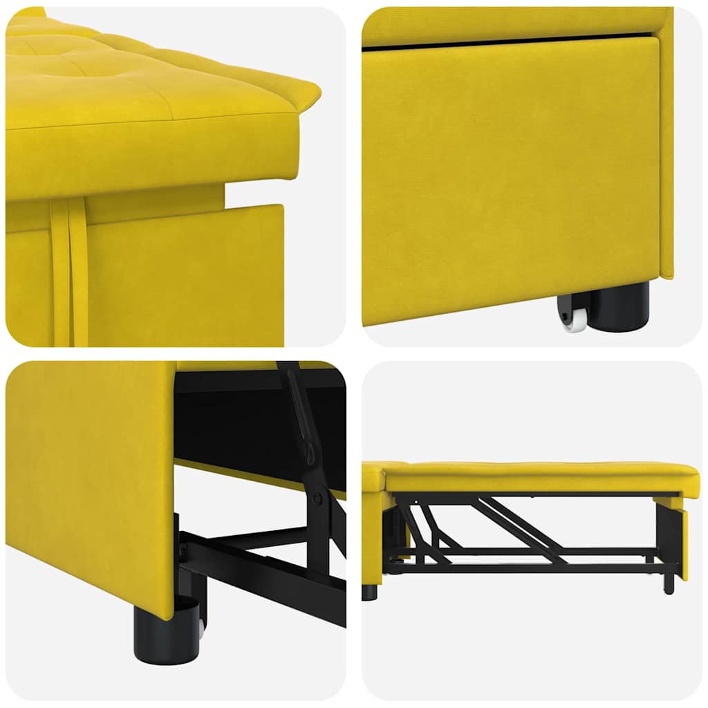 Divano Letto Giallo 67 x 194 x 38 cm Velluto 42008601