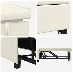 Divano Letto 3 in 1 Estraribile Panna Velluto 42008602