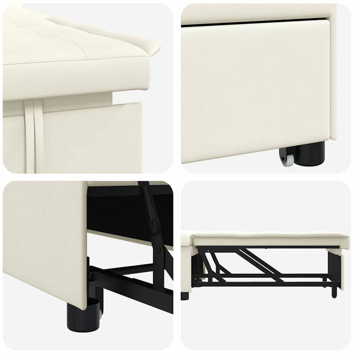 Divano Letto 3 in 1 Estraribile Panna Velluto 42008602