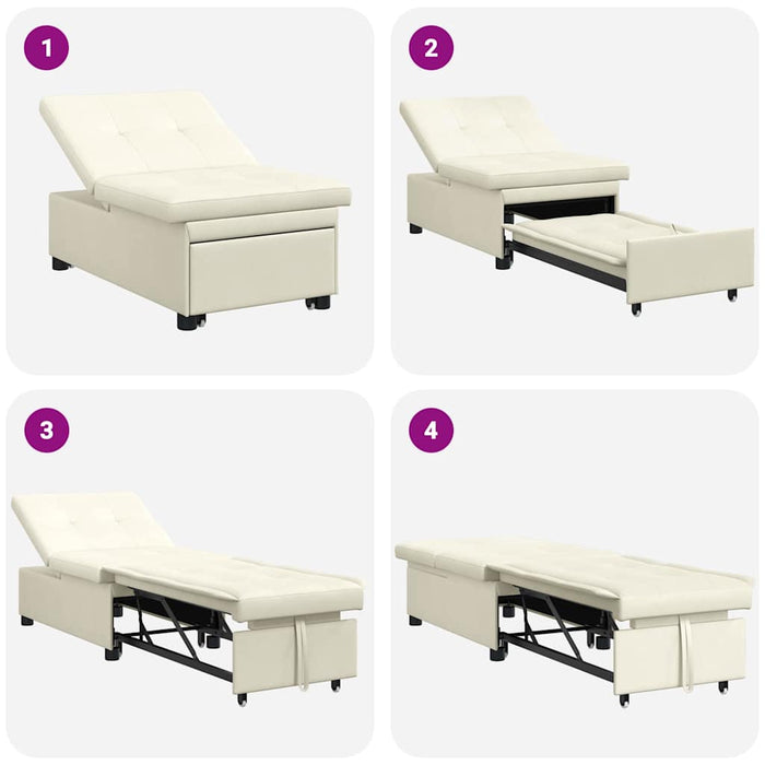 Divano Letto 3 in 1 Estraribile Panna Velluto 42008602