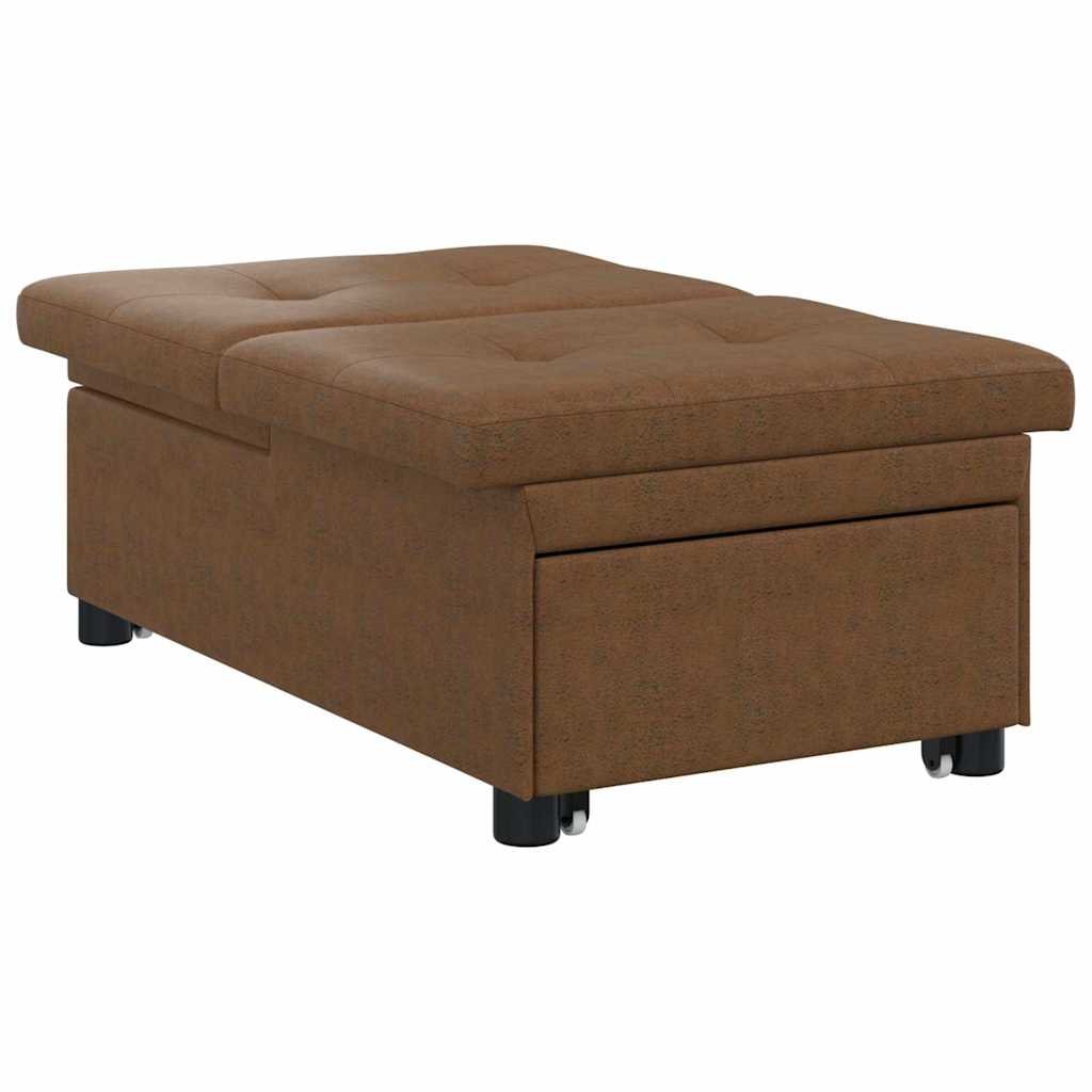 Divano Letto 3-in-1 Marrone in Pelle Scamosciata Sintetica 42008604