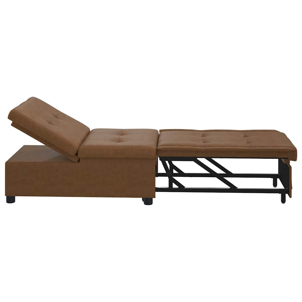Divano Letto 3-in-1 Marrone in Pelle Scamosciata Sintetica 42008604