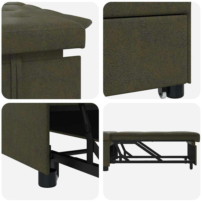 vidaXL Divano Letto Verde militare 67 x 194 x 38 cm
