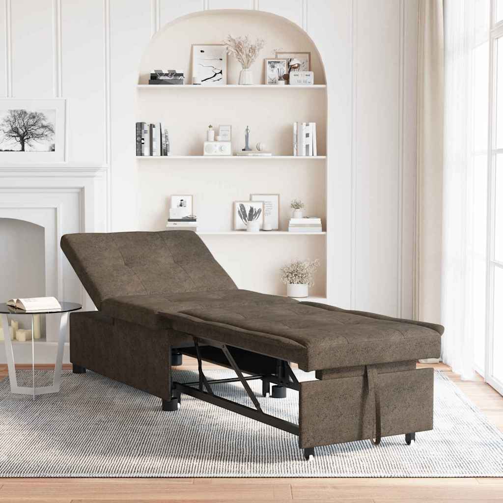 Divano letto  3 in 1 Design Estraibile Verde Militare in Similpelle Scamosciata 42008606