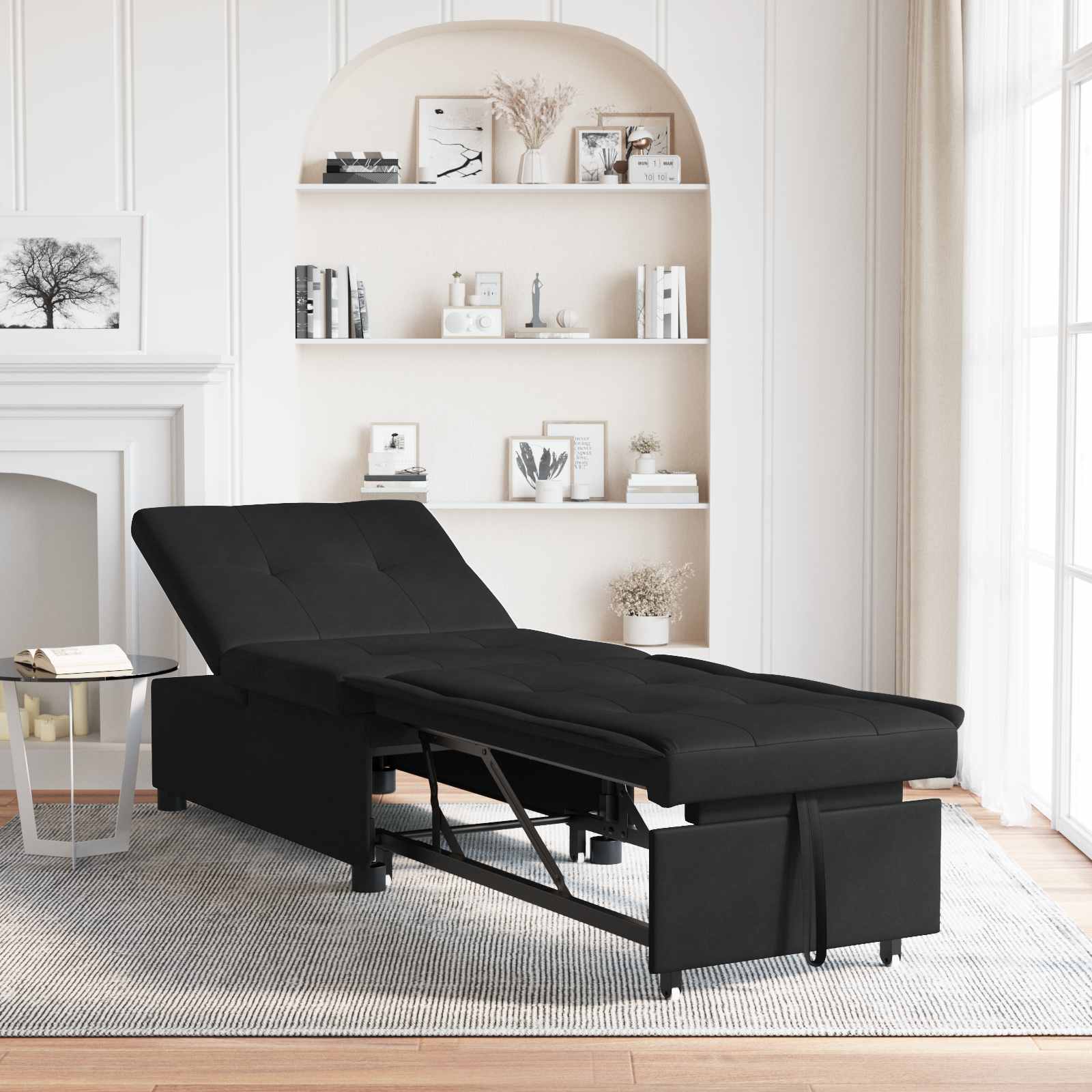 Divano letto con cuscino Nero 67 x 194 x 82 cm Legno compensato 42008610