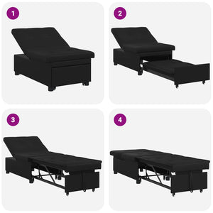 Divano letto con cuscino Nero 67 x 194 x 82 cm Legno compensato 42008610