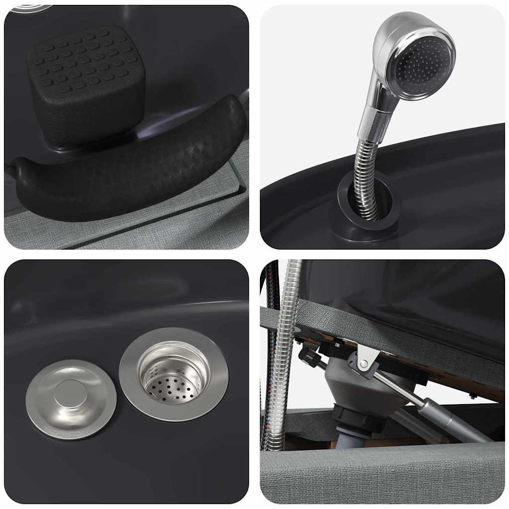 Sedia per Shampoo Grigio Chiaro e Nero 63 x 141 x 92 cm Tessuto 42009073