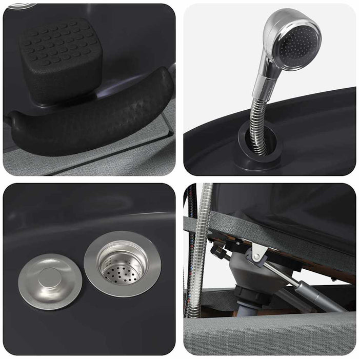 Sedia per Shampoo Grigio Chiaro e Nero 63 x 141 x 92 cm Tessuto 42009073