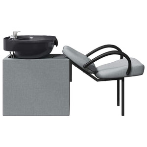 Sedia per Shampoo Grigio Chiaro e Nero 63 x 141 x 92 cm Tessuto 42009073