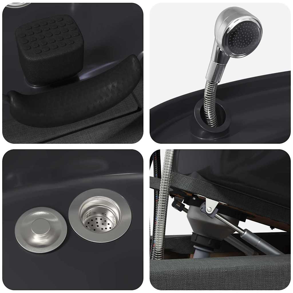 Sedia per Shampoo Grigio Scuro e Nero 63 x 141 x 92 cm Tessuto 42009074