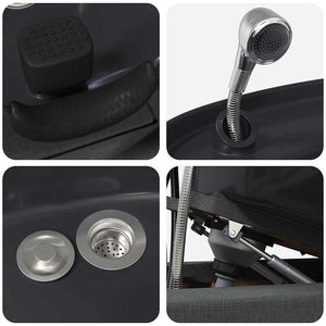 Sedia per Shampoo Grigio Scuro e Nero 63 x 141 x 92 cm Tessuto 42009074