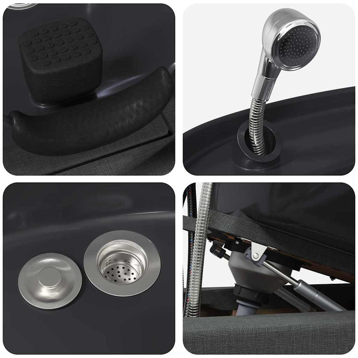 Sedia per Shampoo Grigio Scuro e Nero 63 x 141 x 92 cm Tessuto 42009074