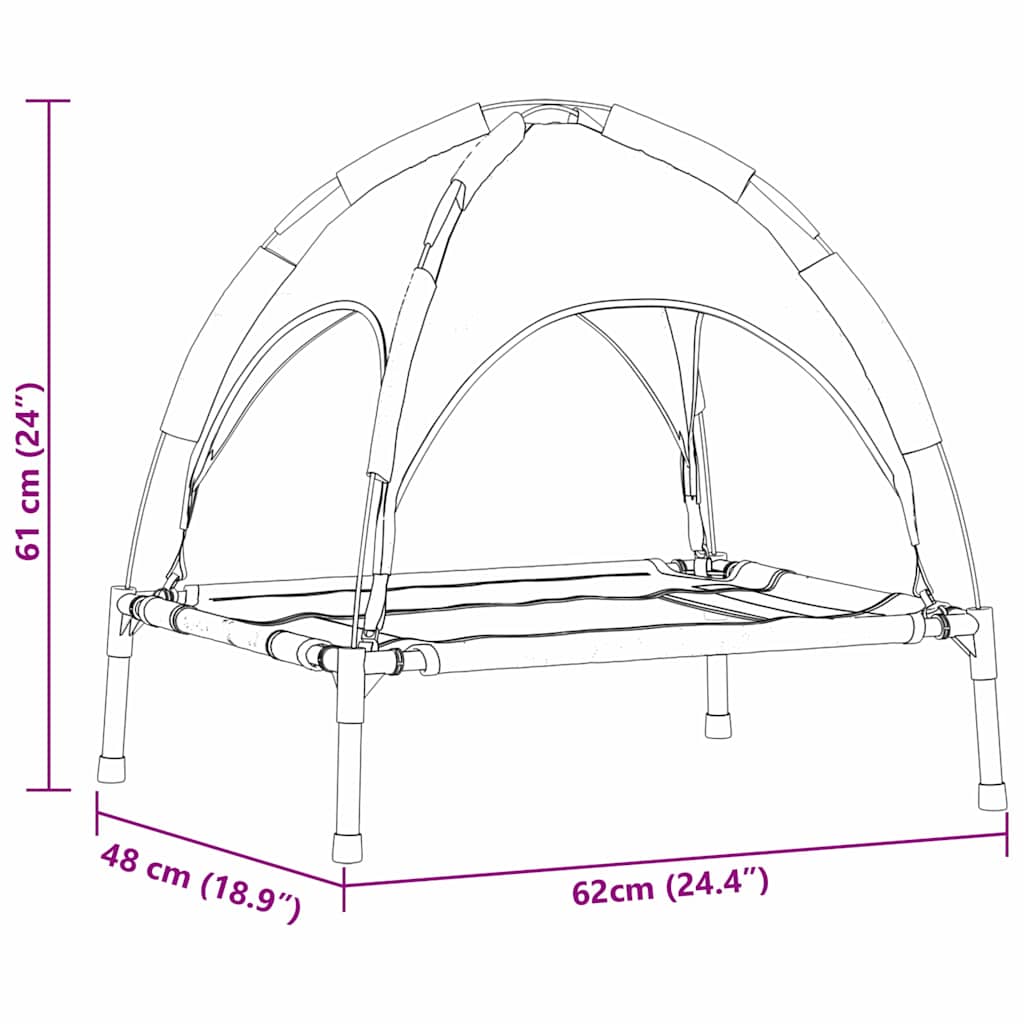 Letto rialzato per cani  con tettuccio removibile Nero S Acciaio 42008165