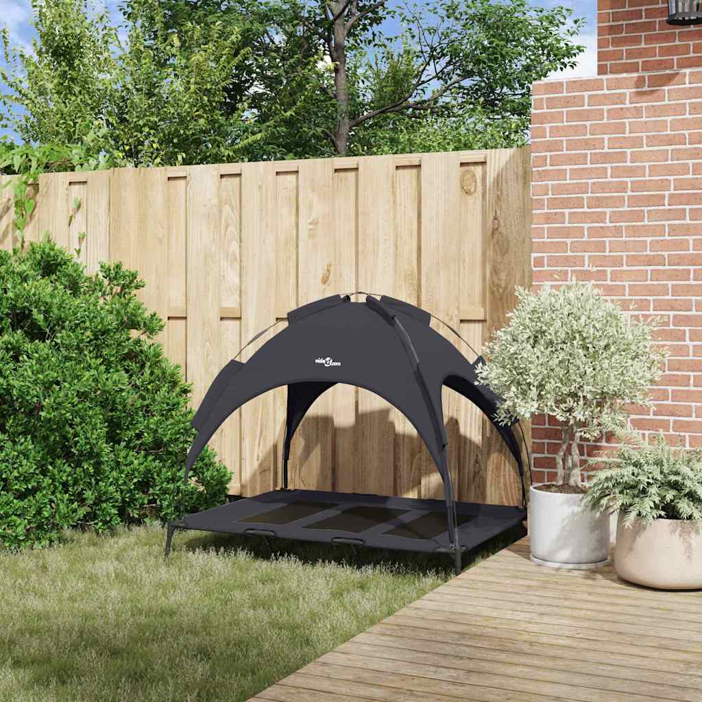 Letto Rialzato per Cani con Copertura Rimovibile Nero XL Acciaio 42008168