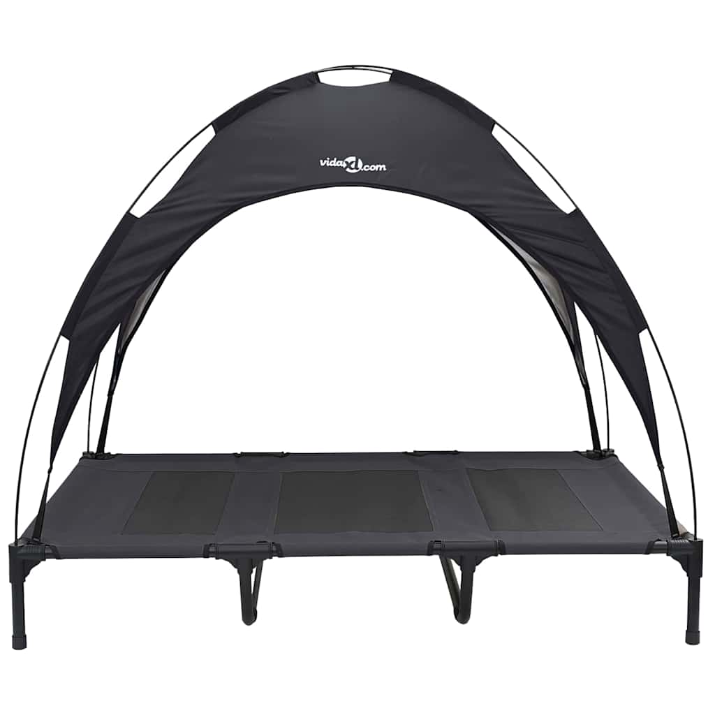 Letto Rialzato per Cani con Copertura Rimovibile Nero XL Acciaio 42008168