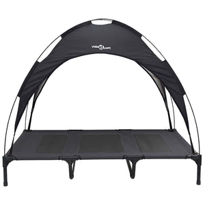 Letto Rialzato per Cani con Copertura Rimovibile Nero XL Acciaio 42008168