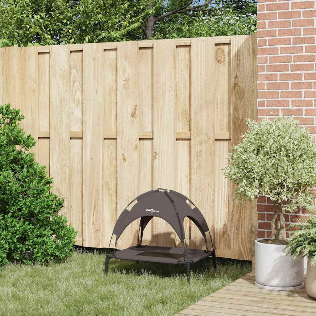 Letto Alto per Cani  con Copertura Rimovibile Marrone S Acciaio 42008169