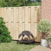 Letto Alto per Cani  con Copertura Rimovibile Marrone S Acciaio 42008169