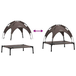 Letto Alto per Cani  con Copertura Rimovibile Marrone S Acciaio 42008169